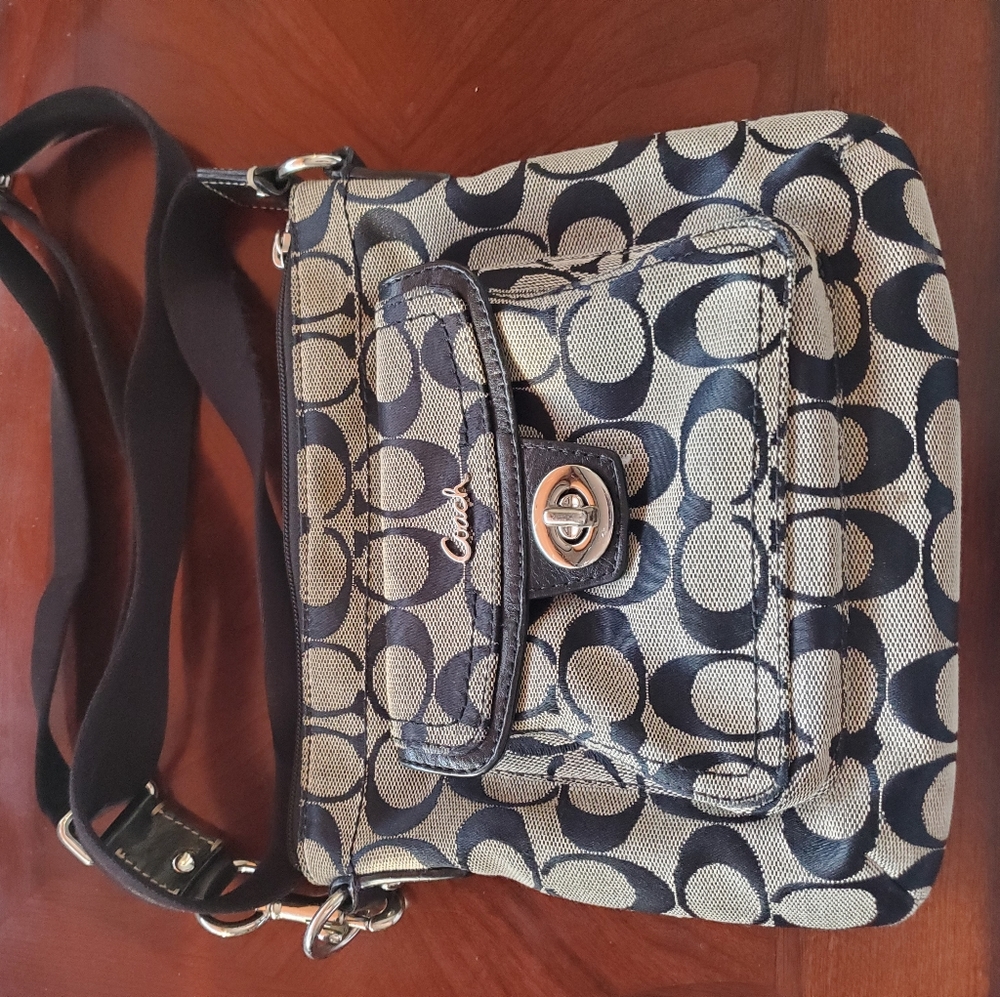 Coach Monogram Black Canvas Cross Body Bag